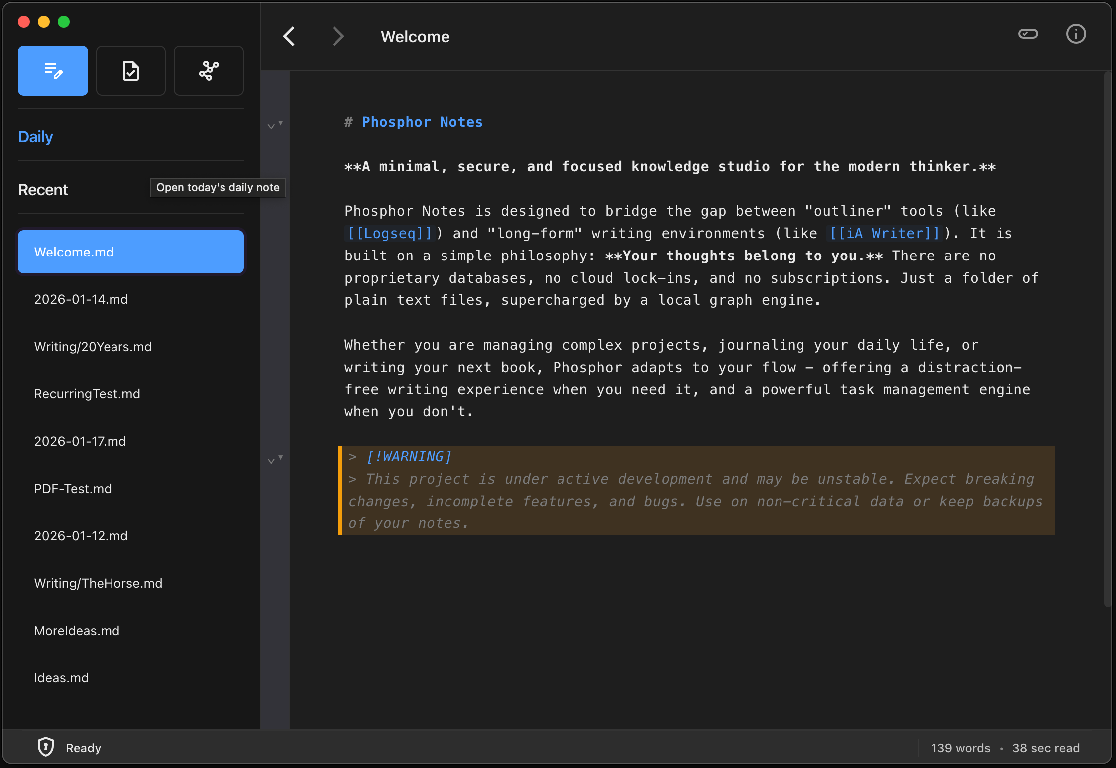 Phosphor Notes Screenshot